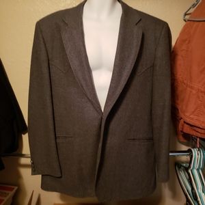Circle S Yoke Wool Western Blazer 46L Made in USA Vintage Cowboy Casual